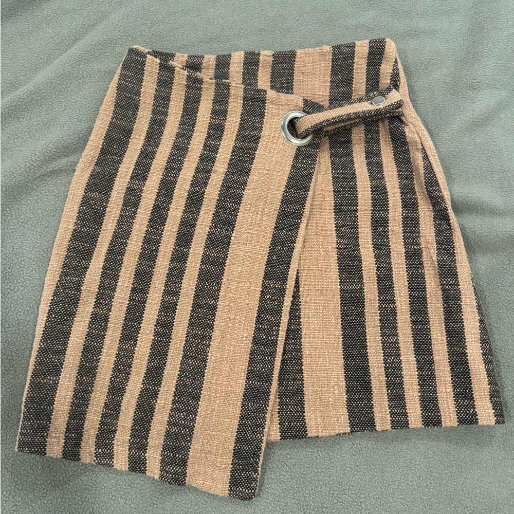 Free People Tan and Black Striped Skirt